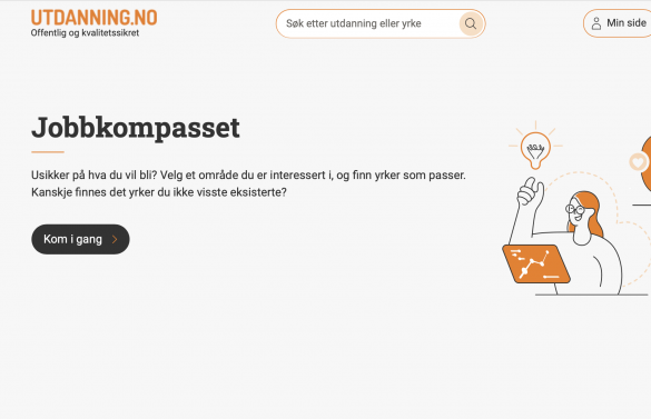 Skjermdump av verktøyet Jobbkompasset på Utdanning.no.