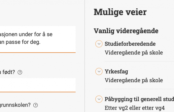 Skjermdump av tjenesten Veien til studiekompetanse.