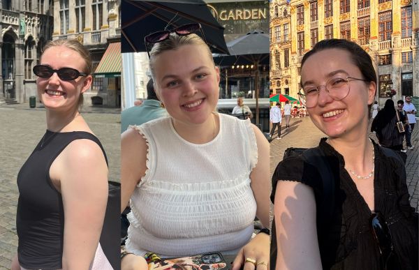 Tre unge kvinner avbildet i Brussel